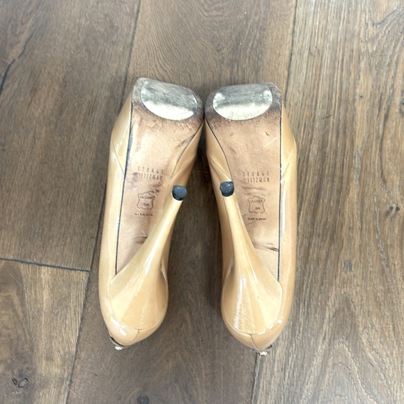 Stuart Weitzman Patent Leather Platform Peep Toe High Heels 5.5 - Picture 6 of 7